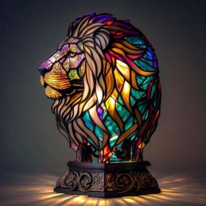 3D Colored Animal Light Desk Lamp Animal Series Decorative Night Light Animal Elephant Owl Cat Vintage Table Lamp Home Decoration - Magic Lion, Large 22cm