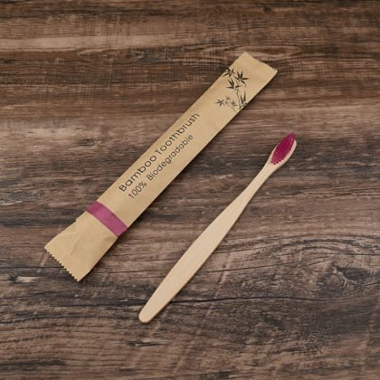 10Pcs Colorful Toothbrush Natural Bamboo Tooth Brush Set Soft Bristle Charcoal Teeth Eco Bamboo Toothbrushes Dental Oral Care - Purple, 1PCS