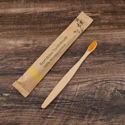 10Pcs Colorful Toothbrush Natural Bamboo Tooth Brush Set Soft Bristle Charcoal Teeth Eco Bamboo Toothbrushes Dental Oral Care - Yellow, 1PCS