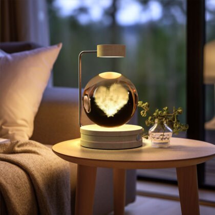 Crystal Ball Cosmic Dinosaur Indoor Night Light USB Power Warm Bedside Light Birthday Gift Night Lamp - Light wood, Love Cloud