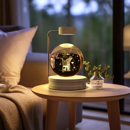 Crystal Ball Cosmic Dinosaur Indoor Night Light USB Power Warm Bedside Light Birthday Gift Night Lamp - Light wood, Little Prince and the Rose