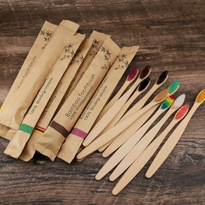 10Pcs Colorful Toothbrush Natural Bamboo Tooth Brush Set Soft Bristle Charcoal Teeth Eco Bamboo Toothbrushes Dental Oral Care - Multi color random, 10PCS