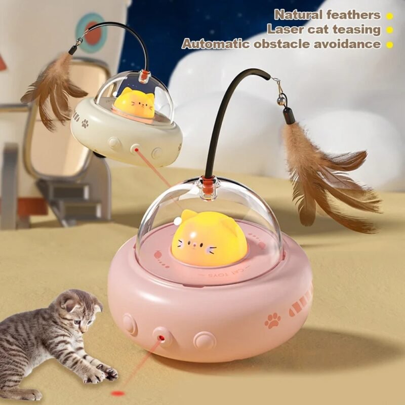 Smart Teaser Cat Toy Electric UFO Cat Teaser Stick With Bell Training Pet Toys Replaceable Feather Interactive Cat Supplies Pet Supplies Pets Products - Image 5