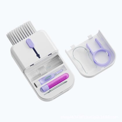 Portable 11 In 1 Multifunctional Cleaning Kit Computer Keyboard Cleaner Phone Screen Clean Tools Earphone Clean Brush With Storage Box - Purple