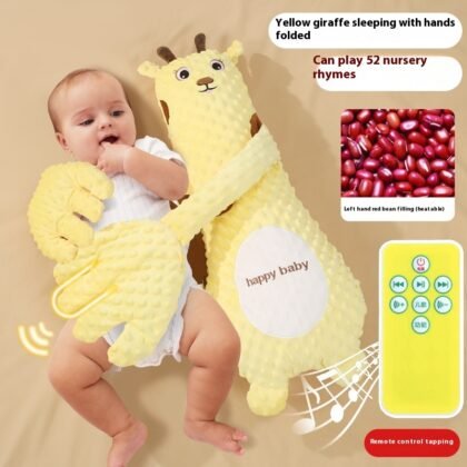 Infant Exhaust Pillow Hand Remote Controlled Soothing For Baby Sleep Cartoon Plush Toddler Comforting Hand - Upgrade Music Beat Yellow