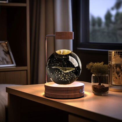 Crystal Ball Cosmic Dinosaur Indoor Night Light USB Power Warm Bedside Light Birthday Gift Night Lamp - Dark wood, Whales