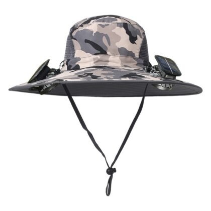 Outdoor Wide Brim Sun Hat With Solar Fan Wide Brim Solar Fan Outdoor Fishing Hat Solar USB Charging Solar Powered Hat Adjustable - Camouflage 5, Adjustable
