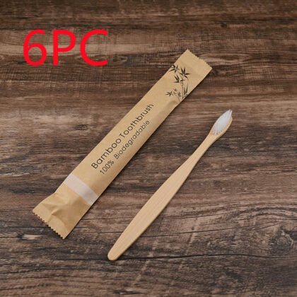 10Pcs Colorful Toothbrush Natural Bamboo Tooth Brush Set Soft Bristle Charcoal Teeth Eco Bamboo Toothbrushes Dental Oral Care - White, 6PCS