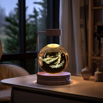 Crystal Ball Cosmic Dinosaur Indoor Night Light USB Power Warm Bedside Light Birthday Gift Night Lamp - Dark wood, Aisha