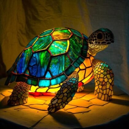 3D Colored Animal Light Desk Lamp Animal Series Decorative Night Light Animal Elephant Owl Cat Vintage Table Lamp Home Decoration - Magic Turtle, Large 22cm