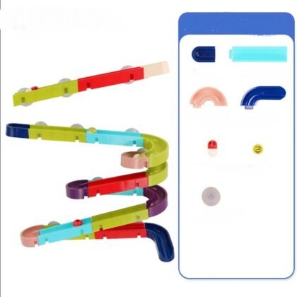 DIY Baby Bath Toys Wall Suction Cup Marble Race Run Track Bathroom Bathtub Kids Play Water Games Toy Set - 2style