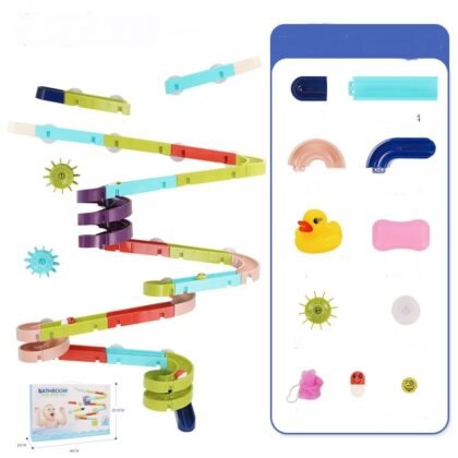 DIY Baby Bath Toys Wall Suction Cup Marble Race Run Track Bathroom Bathtub Kids Play Water Games Toy Set - 6style