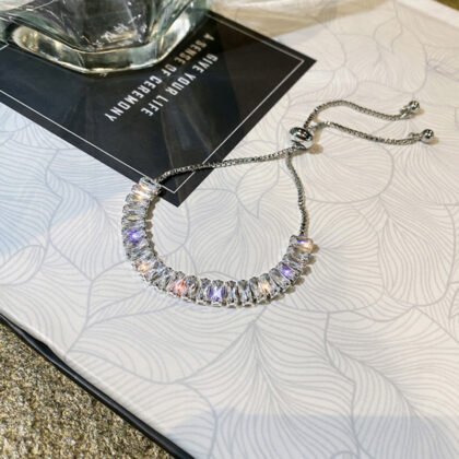 Rhinestone Bracelet Ins Fashion Shiny Adjustable Bracelet Women Jewelry - Silver