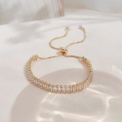 Rhinestone Bracelet Ins Fashion Shiny Adjustable Bracelet Women Jewelry - Gold